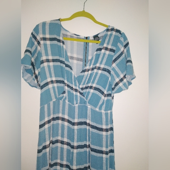 Wild Fable Wrap Front Blue Plaid Jumpsuit, Size M - Picture 4 of 14
